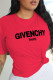 Red Casual Street Print Patchwork Letter O Neck T-Shirts