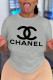 Grey Fashion Street Print Patchwork O Neck T-Shirts