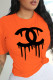 Orange Street Daily Print Patchwork O Neck T-Shirts