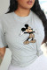 Grey Casual Street Print Patchwork O Neck T-Shirts