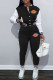 Black Fashion Sportswear Embroidery Patchwork O Neck Long Sleeve Two Pieces