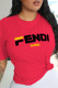 Red Casual Street Print Letter O Neck T-Shirts