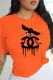 Orange Casual Sportswear Print Patchwork O Neck T-Shirts