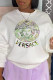 White Casual Street Print Patchwork Letter O Neck Tops