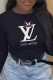 Black Casual Street Character Print Patchwork O Neck Tops