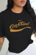 Black Street Daily Print Patchwork Letter O Neck T-Shirts