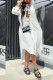 White Casual Solid Patchwork Buckle Turndown Collar Shirt Dress Dresses