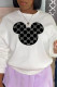 White Casual Street Print Patchwork O Neck Tops