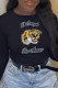 Black Fashion Casual Print Patchwork Letter O Neck Tops