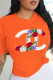 Orange Fashion Street Print Patchwork O Neck T-Shirts