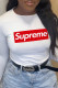 White Street Sportswear Print Patchwork Letter O Neck Tops