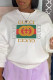 White Street basis Print Patchwork Letter O Neck Tops