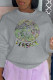 Grey Casual Street Print Patchwork Letter O Neck Tops
