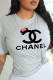 Grey Casual Street Print Patchwork O Neck T-Shirts