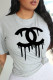 Grey Street Daily Print Patchwork O Neck T-Shirts
