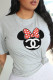 Grey Casual Street Print Patchwork O Neck T-Shirts