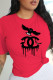 Red Casual Sportswear Print Patchwork O Neck T-Shirts