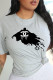 Grey Casual Street Print Patchwork O Neck T-Shirts