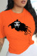 Orange Casual Street Print Patchwork O Neck T-Shirts