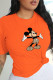 Orange Casual Street Print Patchwork O Neck T-Shirts