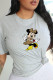 Grey Casual Street Print Patchwork O Neck T-Shirts