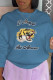 Blue Street Sportswear Print Patchwork Letter O Neck Tops