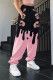 Black Casual Skull Head Print Patchwork Straight High Waist Straight Positioning Print Bottoms