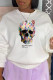 White Casual Street Print Patchwork O Neck Tops