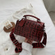 Burgundy Fashion Casual Print Letter Bags