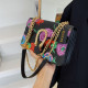 Black Fashion Street Print Patchwork Bags