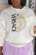 White Street Daily Print Patchwork Letter O Neck Tops