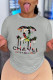 Grey Casual Street Print Patchwork O Neck T-Shirts