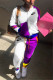 Purple Fashion Casual Print Patchwork Hooded Collar Long Sleeve Two Pieces