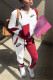 Red Fashion Casual Print Patchwork Hooded Collar Long Sleeve Two Pieces