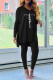 Black Fashion Casual Print Slit V Neck Long Sleeve Two Pieces