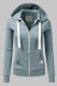 Light Blue Fashion Casual Solid Patchwork Zipper Hooded Collar Outerwear