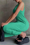 Green Sexy Casual Solid Basic O Neck Vest Dress