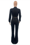 Red Fashion Casual Solid Bandage Turndown Collar Long Sleeve Two Pieces