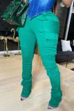 Grey Fashion Casual Solid Patchwork Regular High Waist Conventional Solid Color Bottoms