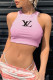 Pink Fashion Sportswear Print Patchwork O Neck Tops