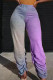 Purple Fashion Casual Gradual Change Print Fold Regular High Waist Trousers