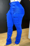 Grey Fashion Casual Solid Patchwork Regular High Waist Conventional Solid Color Bottoms