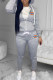 Grey Fashion Casual Solid Embroidered Hooded Collar Long Sleeve Two Pieces