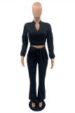 Red Fashion Casual Solid Bandage Turndown Collar Long Sleeve Two Pieces