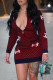Red Fashion Street Print Patchwork O Neck Dresses