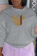 Grey Work Daily Print Patchwork O Neck Tops