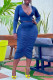 Blue Sexy Casual Solid Fold V Neck Long Sleeve Two Pieces