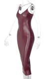 Bare Color Fashion Sexy Solid Backless Spaghetti Strap Long Dress