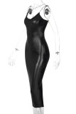 Bare Color Fashion Sexy Solid Backless Spaghetti Strap Long Dress