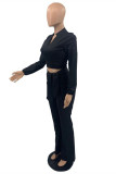 Red Fashion Casual Solid Bandage Turndown Collar Long Sleeve Two Pieces